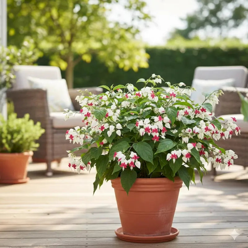 Bleeding Heart Vine (Clerodendrum thomsoniae) | Rooted Starter Plant | Red & White Blooms